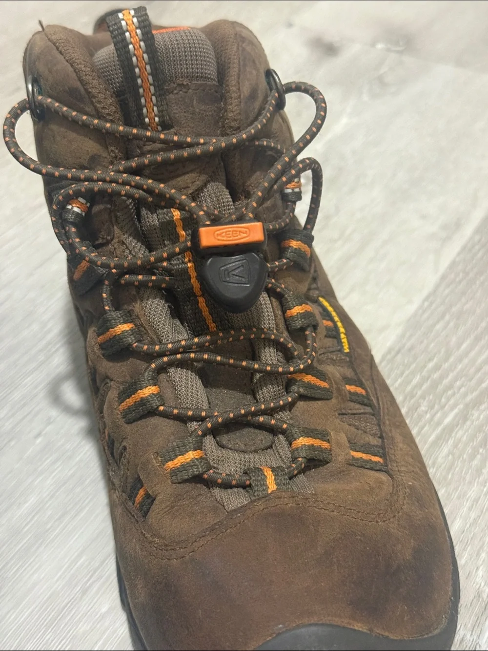 Keen Brown Outdoor Hiking Boots with Orange Accents